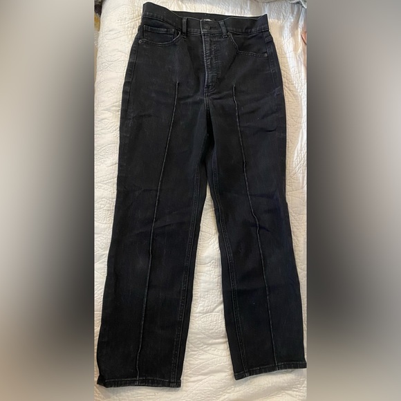 Express Super High Waisted Black Seamed Straight Jeans Size 4 - Picture 3 of 6